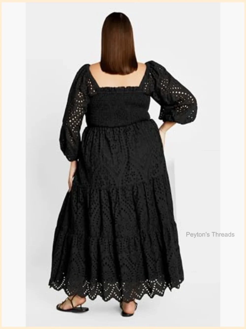 Elbow Sleeve Broderie Plus Size Boho Maxi Dress - Picture 3 of 7